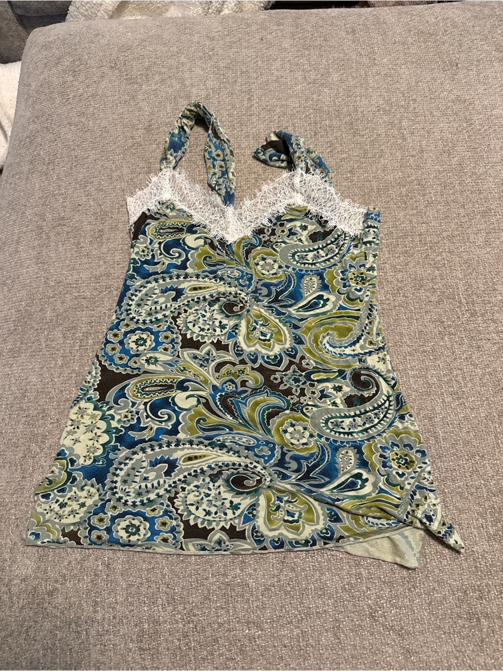 Banana Republic Paisley Lace Trim Tie Strap Cami Tank Top SP